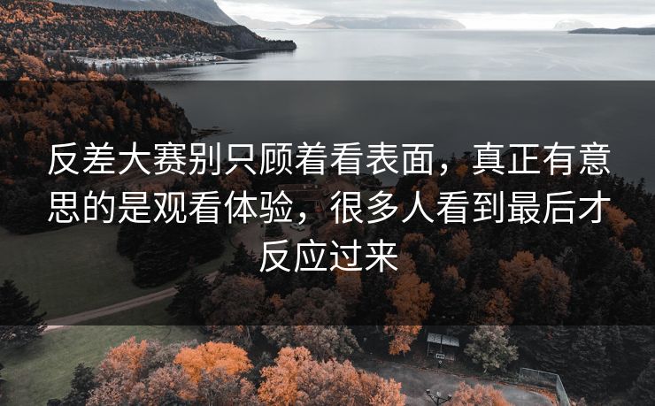 反差大赛别只顾着看表面，真正有意思的是观看体验，很多人看到最后才反应过来