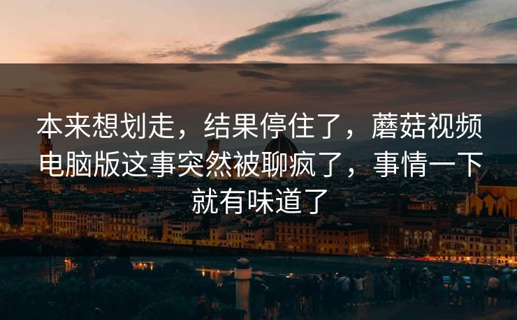 本来想划走，结果停住了，蘑菇视频电脑版这事突然被聊疯了，事情一下就有味道了