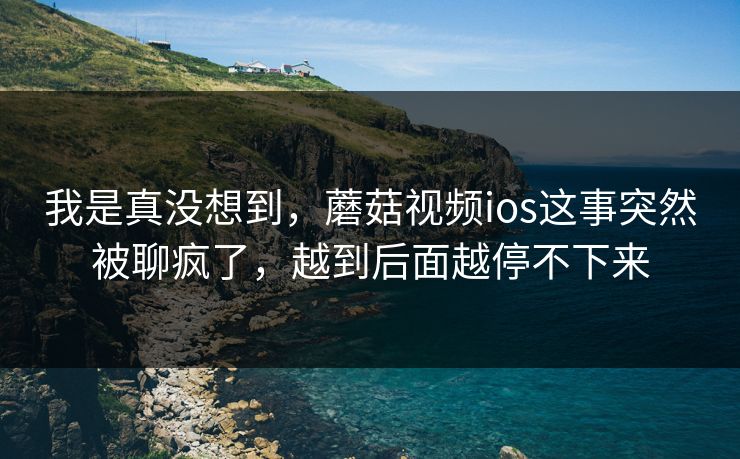 我是真没想到，蘑菇视频ios这事突然被聊疯了，越到后面越停不下来