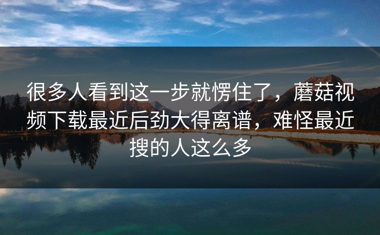 很多人看到这一步就愣住了，蘑菇视频下载最近后劲大得离谱，难怪最近搜的人这么多