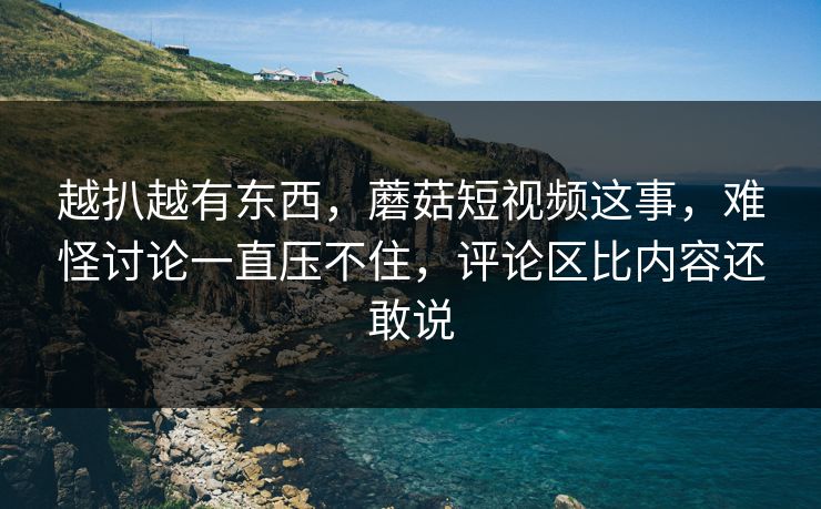 越扒越有东西，蘑菇短视频这事，难怪讨论一直压不住，评论区比内容还敢说