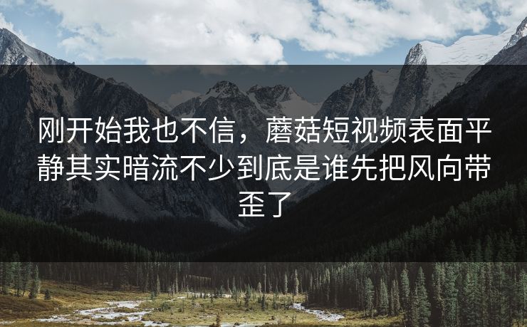 刚开始我也不信，蘑菇短视频表面平静其实暗流不少到底是谁先把风向带歪了