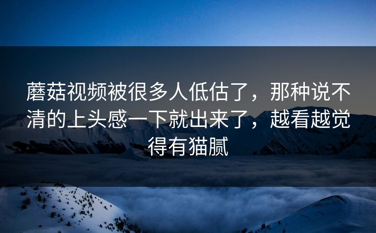 蘑菇视频被很多人低估了，那种说不清的上头感一下就出来了，越看越觉得有猫腻