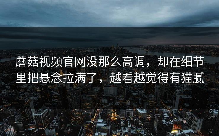 蘑菇视频官网没那么高调，却在细节里把悬念拉满了，越看越觉得有猫腻