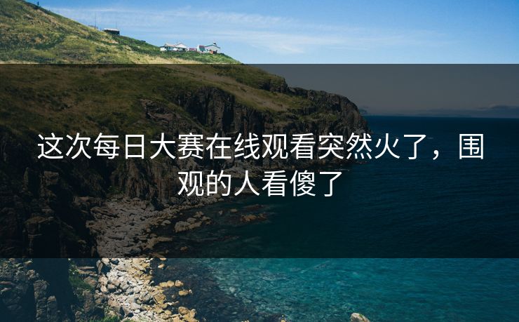 这次每日大赛在线观看突然火了，围观的人看傻了