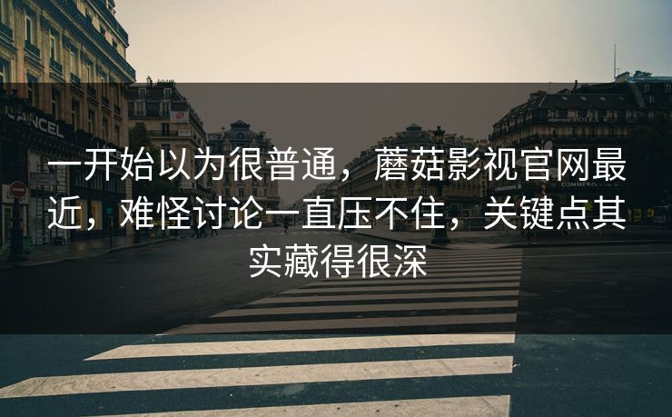 一开始以为很普通，蘑菇影视官网最近，难怪讨论一直压不住，关键点其实藏得很深