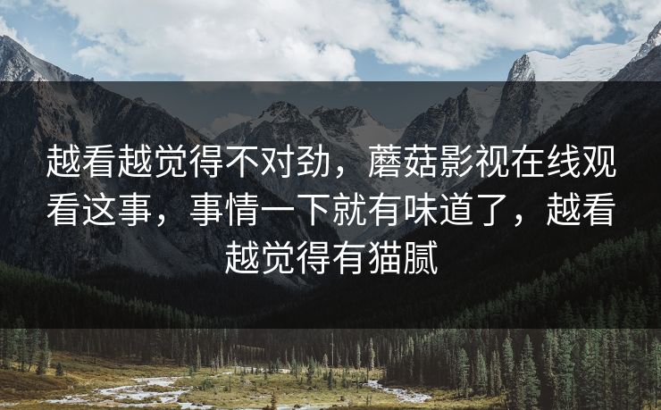 越看越觉得不对劲，蘑菇影视在线观看这事，事情一下就有味道了，越看越觉得有猫腻