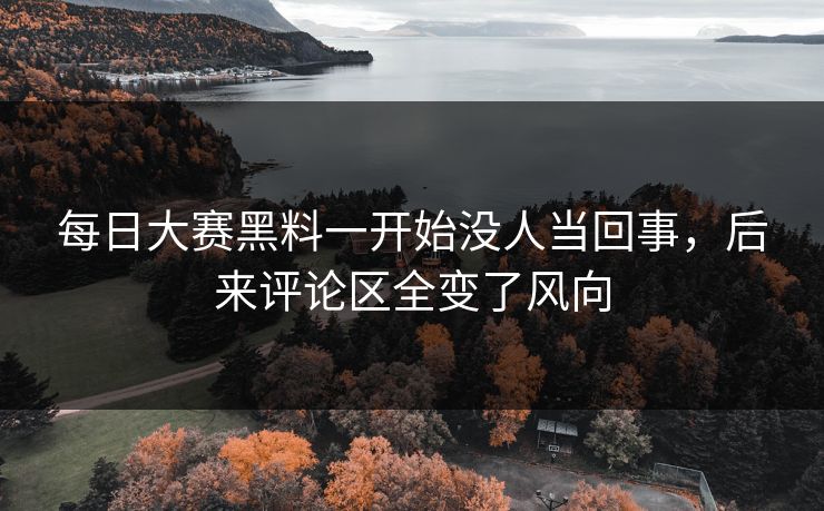 每日大赛黑料一开始没人当回事，后来评论区全变了风向