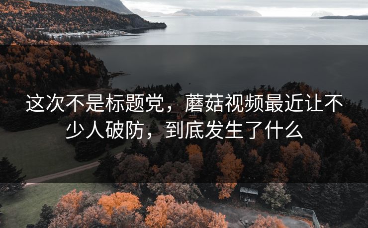 这次不是标题党，蘑菇视频最近让不少人破防，到底发生了什么