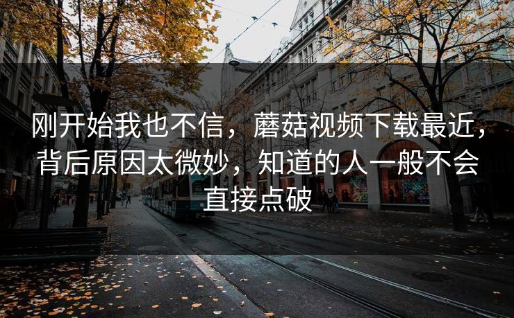 刚开始我也不信，蘑菇视频下载最近，背后原因太微妙，知道的人一般不会直接点破