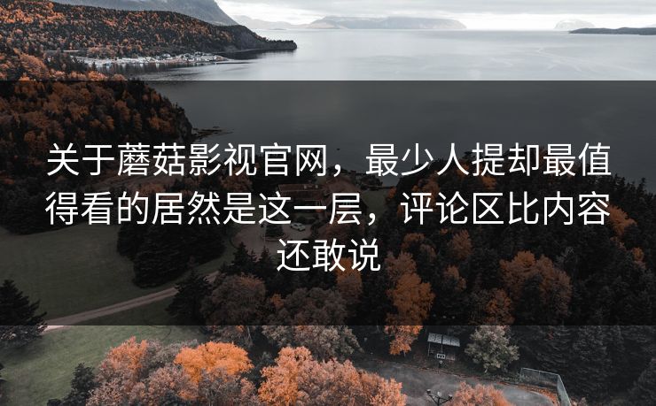 关于蘑菇影视官网，最少人提却最值得看的居然是这一层，评论区比内容还敢说