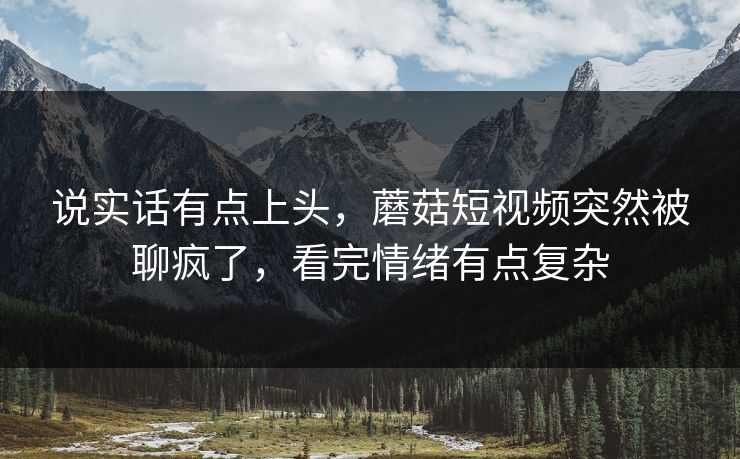 说实话有点上头，蘑菇短视频突然被聊疯了，看完情绪有点复杂